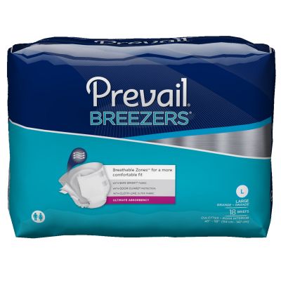 Prevail Breezers Adult Diapers with Tabs, Large (45-58 in.), Ultimate - 72 / Case
