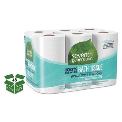 Seventh Generation 13733 Toilet Paper, 2 Ply, Recycled, 240 Sheets / Roll - 48 / Case
