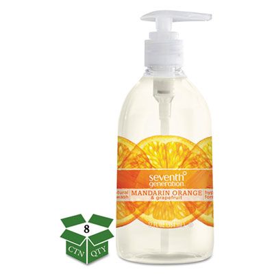 Seventh Generation 22925 Natural Hand Wash, Mandarin Orange & Grapefruit Scent, 12 oz Pump Bottle - 8 / Case