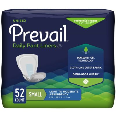 First Quality PL-100/1 Prevail Daily Pant Liners Bladder Control Pads, Unisex, Small, 12.5", Moderate Absorbency - 208 / Case