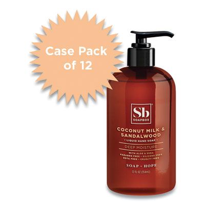 Soapbox 676 Hand Soap, Coconut Milk & Sandalwood, 12 oz Pump Bottle - 12 / Case