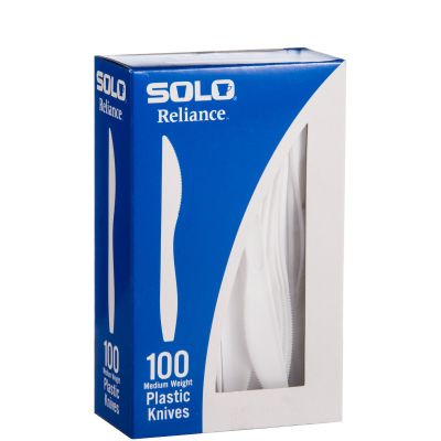 Solo RSWKX-0007 Reliance Plastic Knives, Mediumweight Polystyrene, White - 1000 / Case