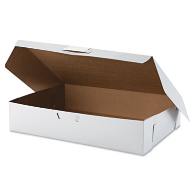 Southern Champion 1029 Paper Half Sheet Cake Bakery Boxes, Tuck Top, 19" x 14" x 4", White - 50 / Case