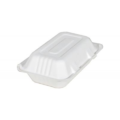 Southern Champion Tray 18946 ChampWare Bagasse Hinged Containers, 9" x 6", White - 250 / Case