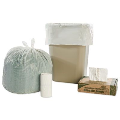 Stout G2430W70 13 Gallon Controlled Life-Cycle Plastic Garbage Bags / Trash Can Liners, 0.70 Mil, 24" x 30", White - 120 / Case