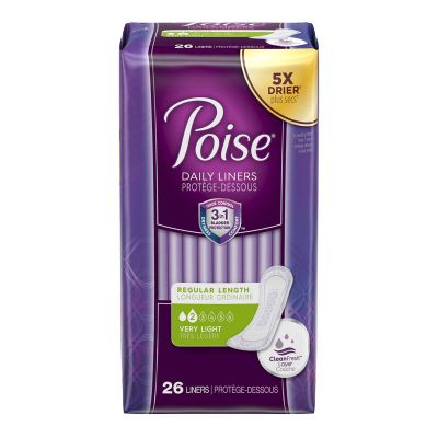 Poise Daily Liners for Light Bladder Leaks, Very Light Absorbency - 208 / Case