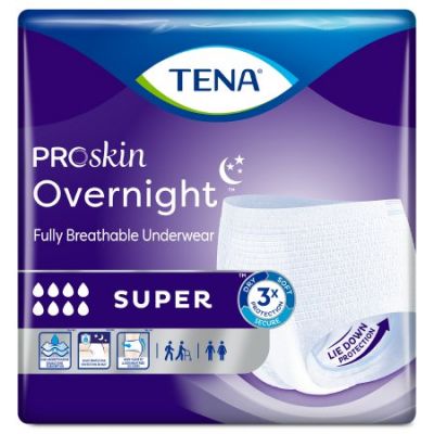 TENA ProSkin Overnight Super Protective Incontinence Underwear, Medium (34-44 in.) - 56 / Case