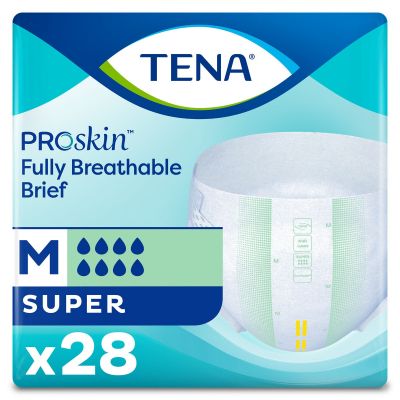 TENA ProSkin Fully Breathable Brief Adult Diaper with Tabs, Medium (34 to 47 in.), Super - 56 / Case