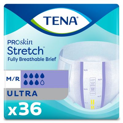 TENA ProSkin Stretch Adult Diapers with Tabs, Medium (33-52 in.), Ultra - 72 / Case