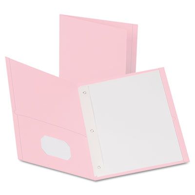 TOPS 57768 Oxford Twin-Pocket Folders with 3 Fasteners, Letter Size, 1/2" Capacity, Pink - 25 / Case
