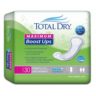 Total Dry Maximum Boost Ups Bladder Control Booster Pad, 13.8 in., Heavy Absorbency - 120 / Case