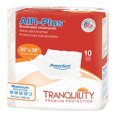Tranquility AIR-Plus Underpads, 30" x 36", Maximum - 40 / Case