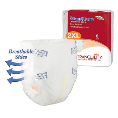 Tranquility SmartCore Disposable Briefs Adult Diapers with Tabs, 2X-Large (60-80 in.), Heavy - 32 / Case