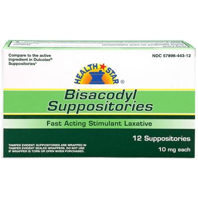 McKesson 444-12-HST Geri-Care / Health Star Suppository Stimulant Laxative, 10 mg Strength Bisacodyl USP - 864 / Case