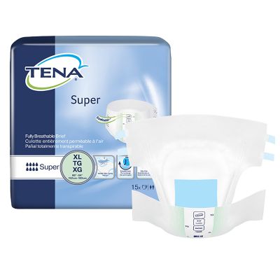 TENA Super Adult Disposable Diaper, X-Large (60-64 in.), Heavy Absorbency - 60 / Case
