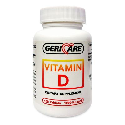 Geri-Care 876-01-GCP Vitamin D3 Dietary Supplement, 1000 IU Strength Tablet - 1200 / Case