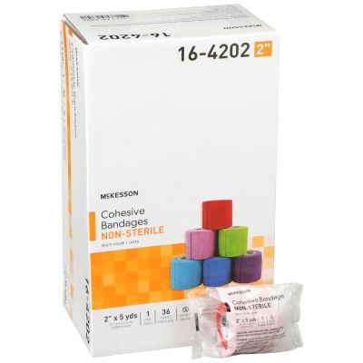 McKesson 16-4202 Cohesive Bandages, 2" x 5 Yds Roll, Assorted Bright Colors - 36 / Case