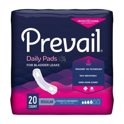 Prevail Daily Pads for Bladder Leaks, Moderate - 180 / Case
