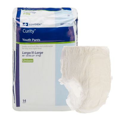 Cardinal Health 70074A Curity Youth Pants Absorbent Underwear, Youth Unisex, Large (65 to 85 lbs), Heavy Absorbency - 56 / Case