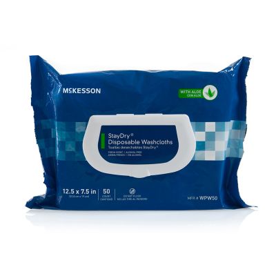 McKesson StayDry Disposable Washcloths / Personal Wipes, Premoistened, Scented - 600 / Case