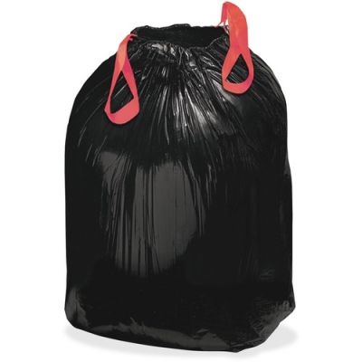 Webster 1DTL150 Draw 'n Tie 33 Gallon Drawstring Garbage Bags / Trash Can Liners, 1.2 mil, 33-1/2" x 38", Black - 150 / Case