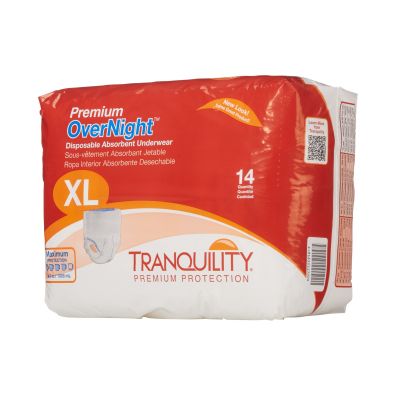 Tranquility Premium OverNight Disposable Absorbent Underwear, X-Large (48-66 in.) - 56 / Case