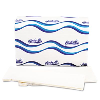 Windsoft 105B Multifold Paper Hand Towels, 1 Ply, 9.2" x 9.4", White - 4000 / Case