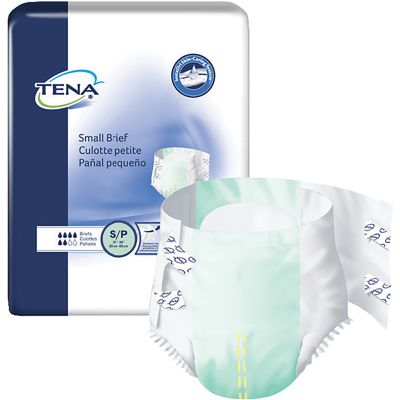 TENA 66100 Incontinence Brief w/ Tabs, Adult Unisex, Small (22 to 36"), Moderate Absorbency - 96 / Case