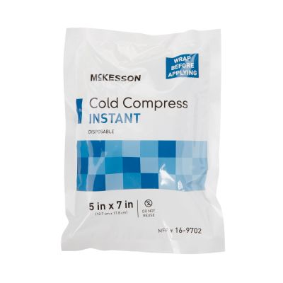 McKesson 16-9702 Instant Cold Compress Pack, 5" x 7", Single-Use Disposable - 24 / Case