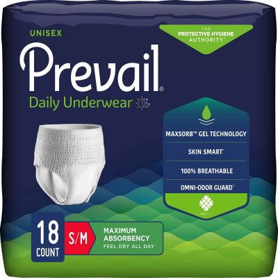 First Quality PVS-512 Prevail Absorbent Underwear, Adult Unisex, Small / Medium (34 to 46"), Heavy Absorbency - 72 / Case