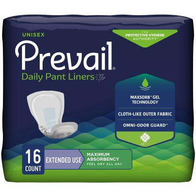 Prevail Daily Pant Liners for Extended Use, Maximum - 16 / Case