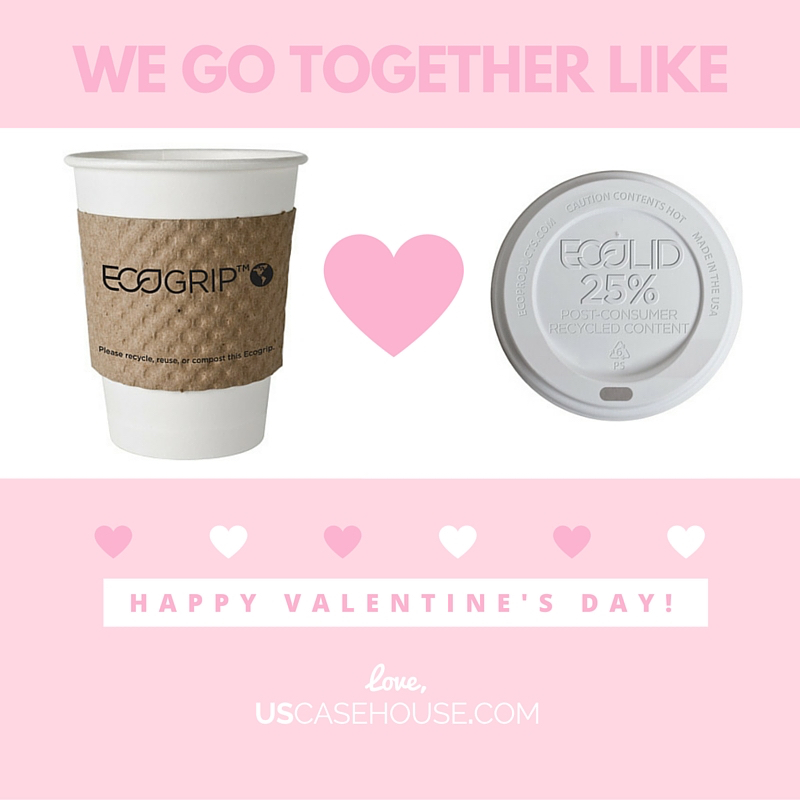 Disposable coffee cups and lids to warm your heart on your Valentine's Day!